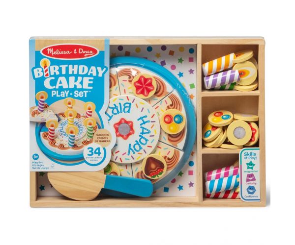 Melissa & Doug: Set de joacă din lemn cu tort aniversar - Spin Master