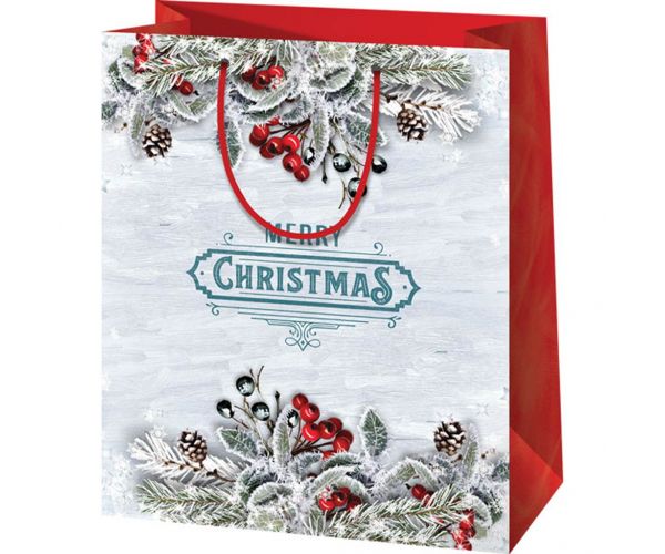 Merry Christmas sac de cadou de dimensiuni medii 18x23x10cm