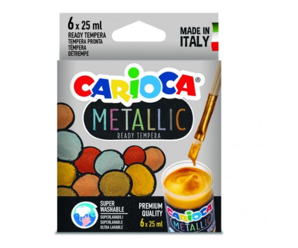 Metallic 6 bucăți set tempera - Carioca