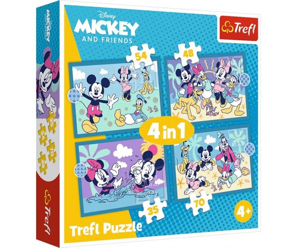 Mickey Mouse și prietenii 4 în 1 puzzle 35-48-54-70 piese - Trefl