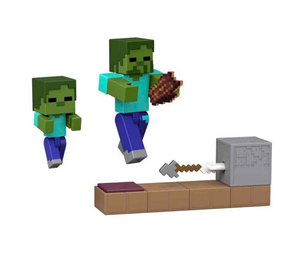 Minecraft: Figurină de acțiune Zombie cu capcană săgeată - Mattel