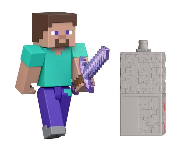 Minecraft: Figurină de joc Steve cu accesorii - Mattel