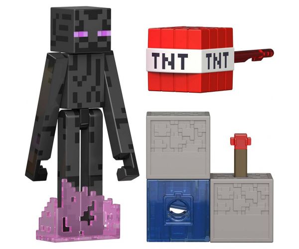Minecraft: Figurină de joc personaj Enderman cu accesorii - Mattel