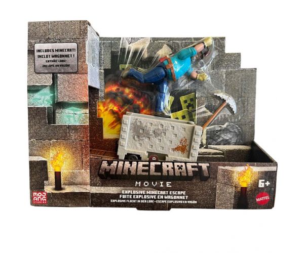 Minecraft: Filmul - Set de joacă Steve și vagonetul de mină - Mattel