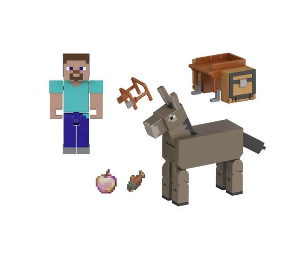 Minecraft: Set figurine Steve și Măgar – Mattel