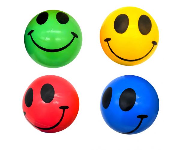 Minge de cauciuc cu model smiley, 23 cm, în mai multe variante de culoare