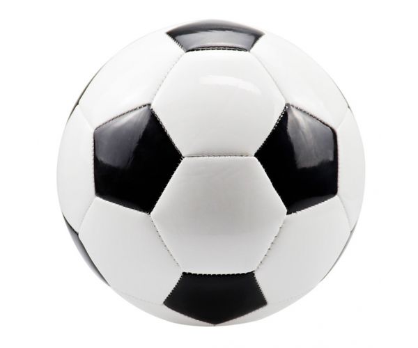 Minge de fotbal din piele în culori tradiționale alb-negru de 23cm