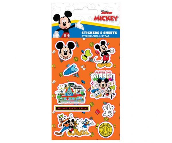 Mickey egér öntapadós matrica szett 8x12cm-es íven 5db