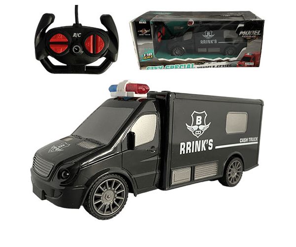 RC Távirányítós pénzszállító kisbusz fény és hang effektekkel 1:18-as méretarány 20cm