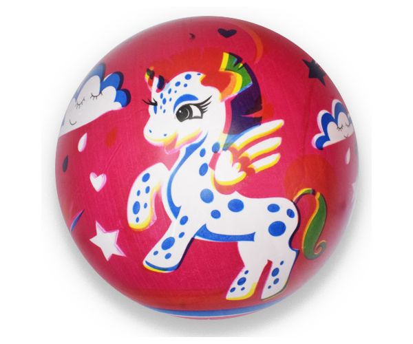 Minge de cauciuc cu model unicorn roz 23cm