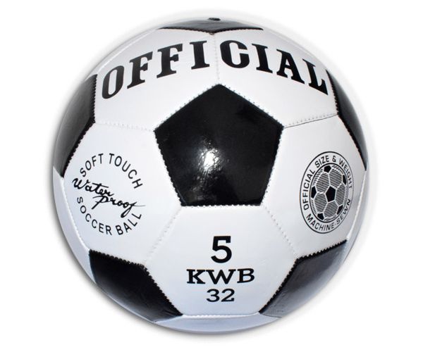 Minge de fotbal din piele artificiala alb-negru 23cm