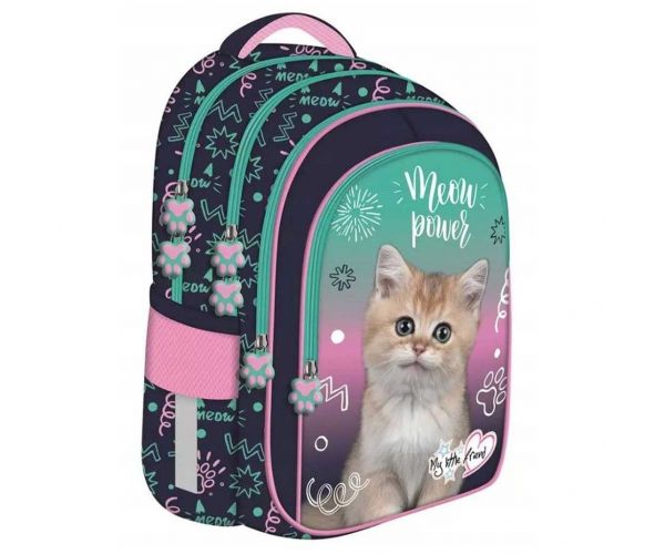 MLF Kitty Party ghiozdan/rucsac școlar cu model de pisicuțe, 4 compartimente BPL58 40x29x19 cm