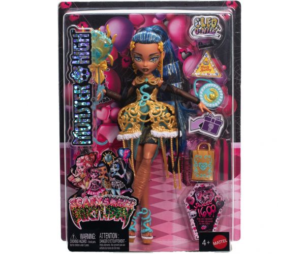 Monster High: O Zi de Naștere Înfricoșător de Dulce – Păpușa Cleo De Nile cu balon și cadou – Mattel