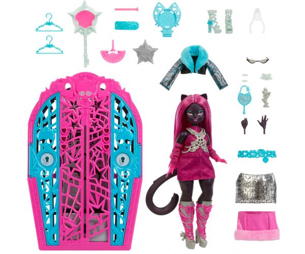 Monster High: Szörnyen jóbarátok titkai – Rémes nyomozás Hauntlywood titkok Catty Noir baba - Mattel