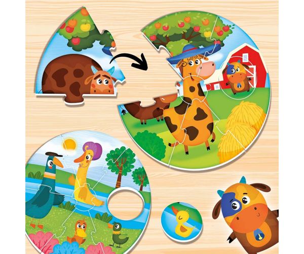 Montessori: Set puzzle cu pui de animale, 42 piese - Lisciani