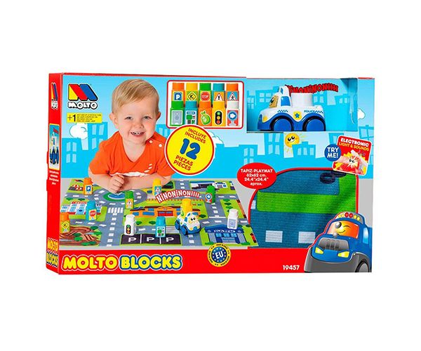 Molto: Játszószőnyeg építőkockákkal 12db-os 62x62cm
