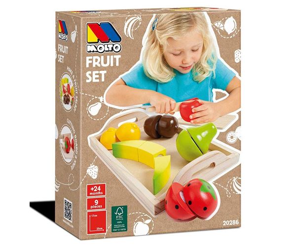 Molto: set fructe lemn cu tavă 9 bucăți