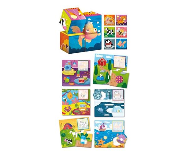 Montessori baby fa mesekocka - Állatok és élőhelyeik