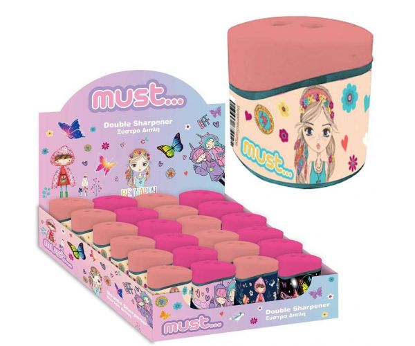 Must: Ascuțitoare cu rezervor cu două găuri Boho Girl, disponibilă în mai multe variante, 1 buc.