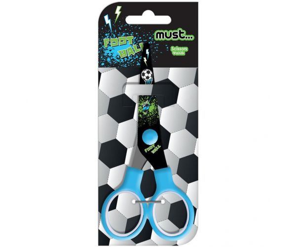 Must: Foarfecă metalică cu tematică fotbal, 13,5 cm