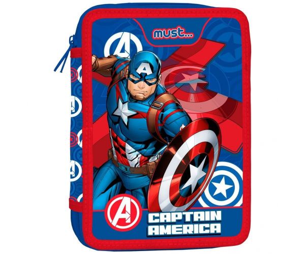 Must: Răzbunătorii - Penar cu două etaje Captain America 15x21x5cm