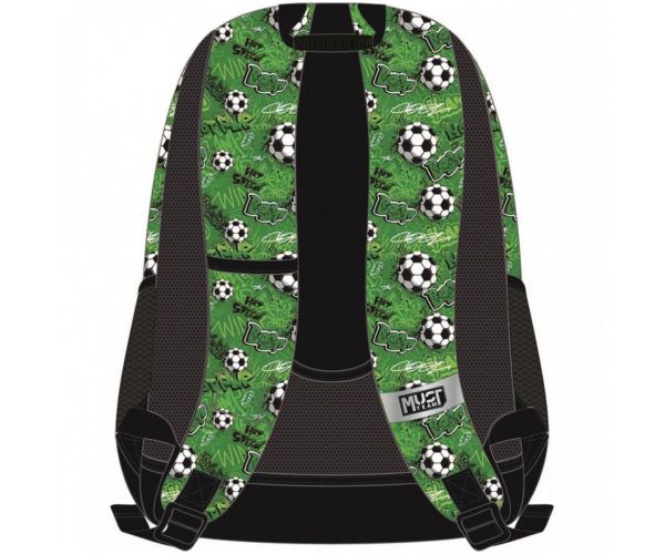 Must: rucsac școlar rotunjit cu model cu mingi de fotbal 32x18x43cm