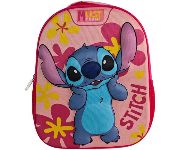 Muștar: rucsac de grădiniță rotunjit cu imprimeu 3D Stitch 26x10x32 cm