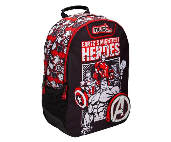 Must: Avengers negru-roșu rucsac, ghiozdan 32x18x43cm