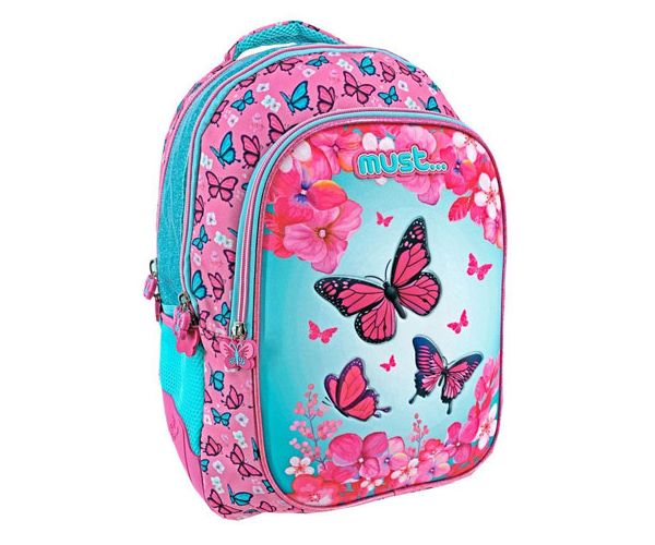 Must... Fluture trei compartimente rucsac, ghiozdan rotund 32x18x43cm