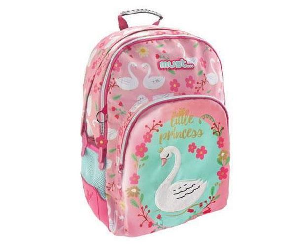 Must: Geantă de școală lebădă cu trei compartimente, rucsac 33x16x45cm