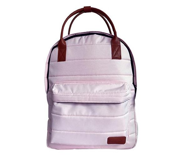 Must: Halványrózsaszín lekerekített iskolatáska, hátizsák 40x30x12cm