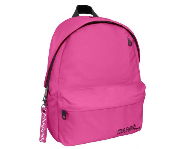 Must: Geantă școală rotunjită roz cu patru compartimente, rucsac 32x17x42cm ​
