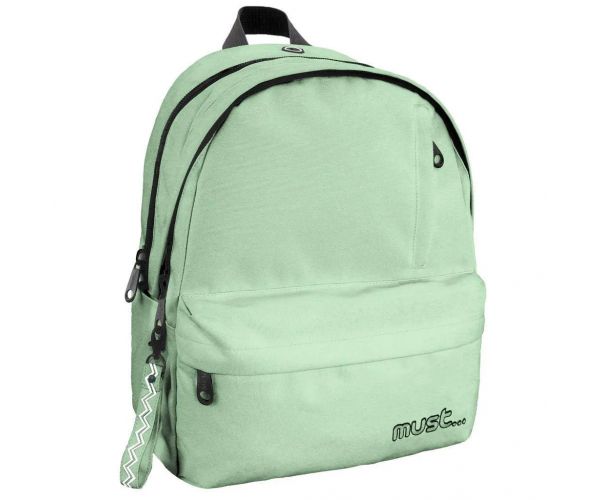 Must: Geantă școală rotunjită verde deschis cu patru compartimente, rucsac 32x19x42cm ​
