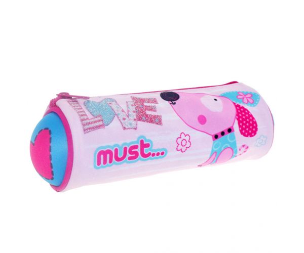 Must: penar cilindru roz câine 20x8cm
