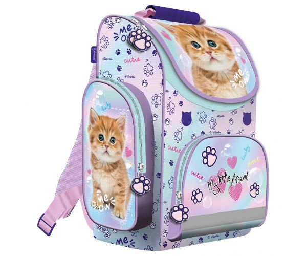 My Little Friend - Pastel Kitty ghiozdan ergonomic cu pisicuță, 35,5x27,5x16cm