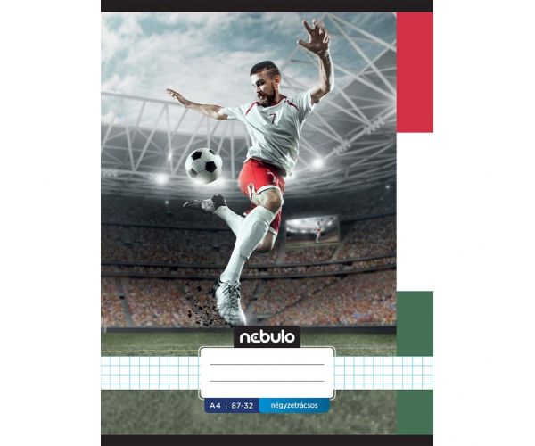 Nebulo: Caiet A4 cu carouri, capsat, cu model fotbal HUN 87-32