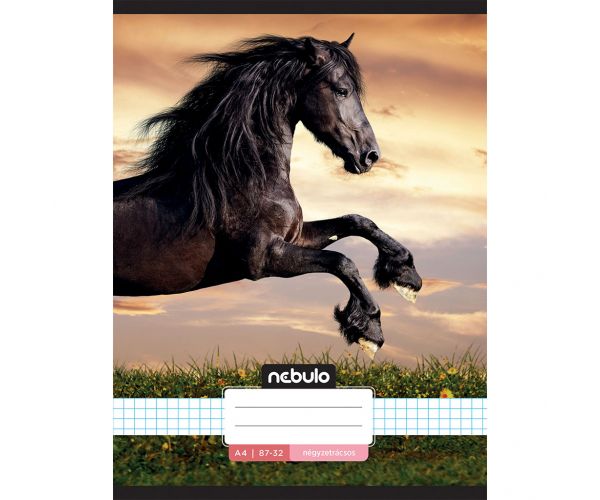 Nebulo: Caiet capsat cu pătrățele - Model cu cal în apus de soare 87-32 A/4
