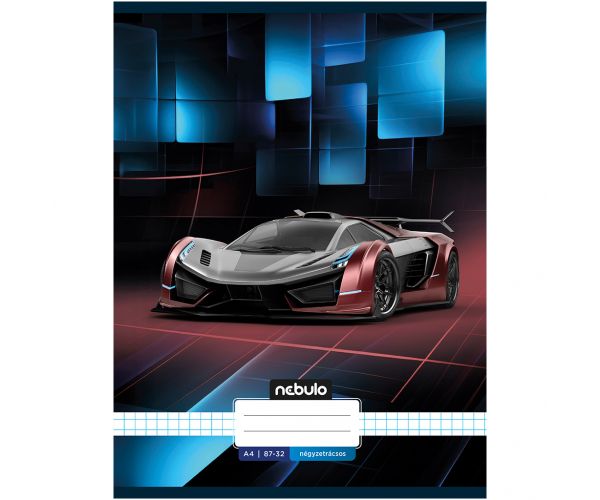 Nebulo: Caiet capsat pătrățat cu model de mașină sport 87-32 A/4