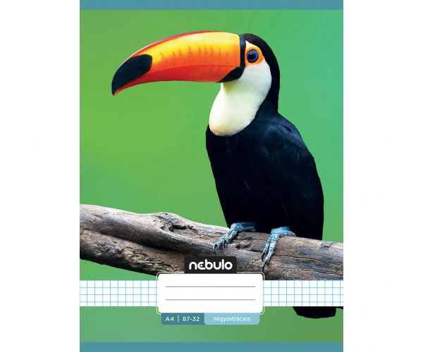Nebulo: Caiet cu model de tucan pătat, format A4, 87-32