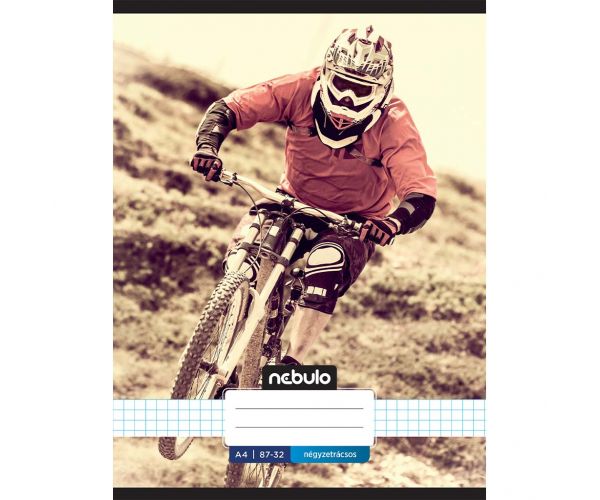 Nebulo: Caiet cu pătrățele, copertă broșată, model biciclist, 87-32 A/4