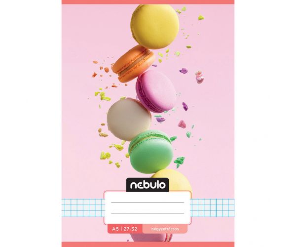 Nebulo: Caiet cu pătrățele cu model de macarons A/5 27-32
