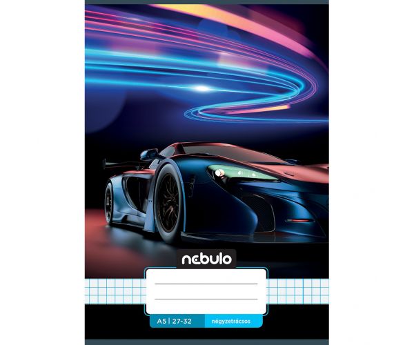 Nebulo: Caiet cu pătrățele cu model de mașină neon A/5 27-32