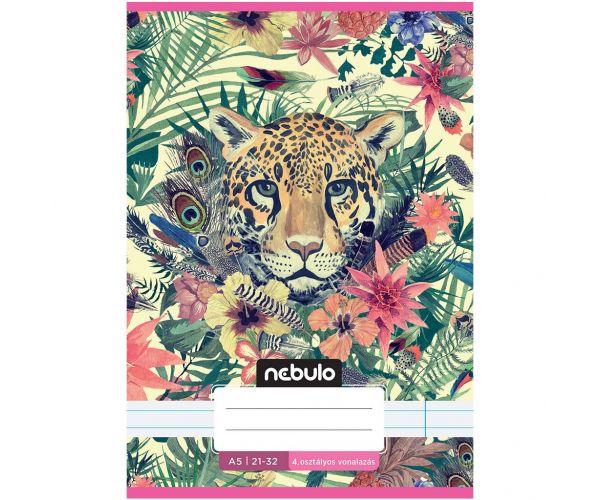 Nebulo: Caiet dictando cu copertă broșată, clasa a IV-a, model cu imprimeu leopard, format A5, 21-32 pagini