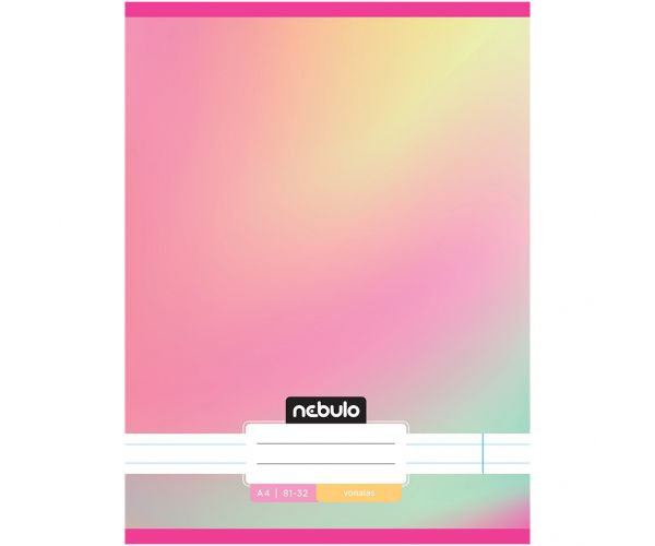 Nebulo: Caiet dictando cu coperți capsate, model pastel curcubeu, 81-32 A/4
