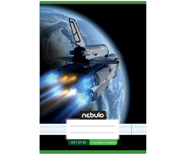 Nebulo: Caiet dictando cu model navetă spațială, clasa a 4-a, capsat, format A5, 21-32