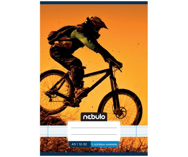 Nebulo: Caiet dictando pentru clasa a 3-a, cu model de mountain bike, format A/5, 12-32 file, capsat