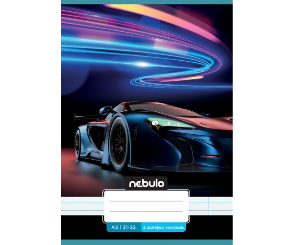 Nebulo: Caiet dictando pentru clasa a 4-a cu model de mașină neon A/5 21-32
