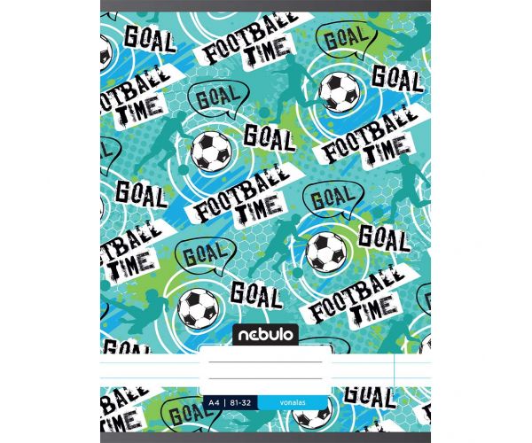 Nebulo: Caiet liniat capsat cu inscripția football time, format 81-32 A/4