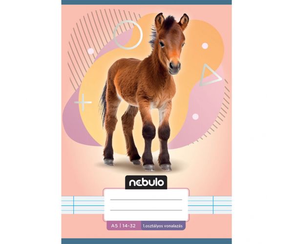 Nebulo: Caiet liniat capsat pentru clasa 1, format A5, 14-32, cu animale - Călăreț