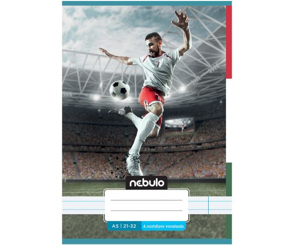 Nebulo: Caiet liniat, format A/5, 21-32, pentru clasa a 4-a, cu copertă cu model de fotbal, capsat